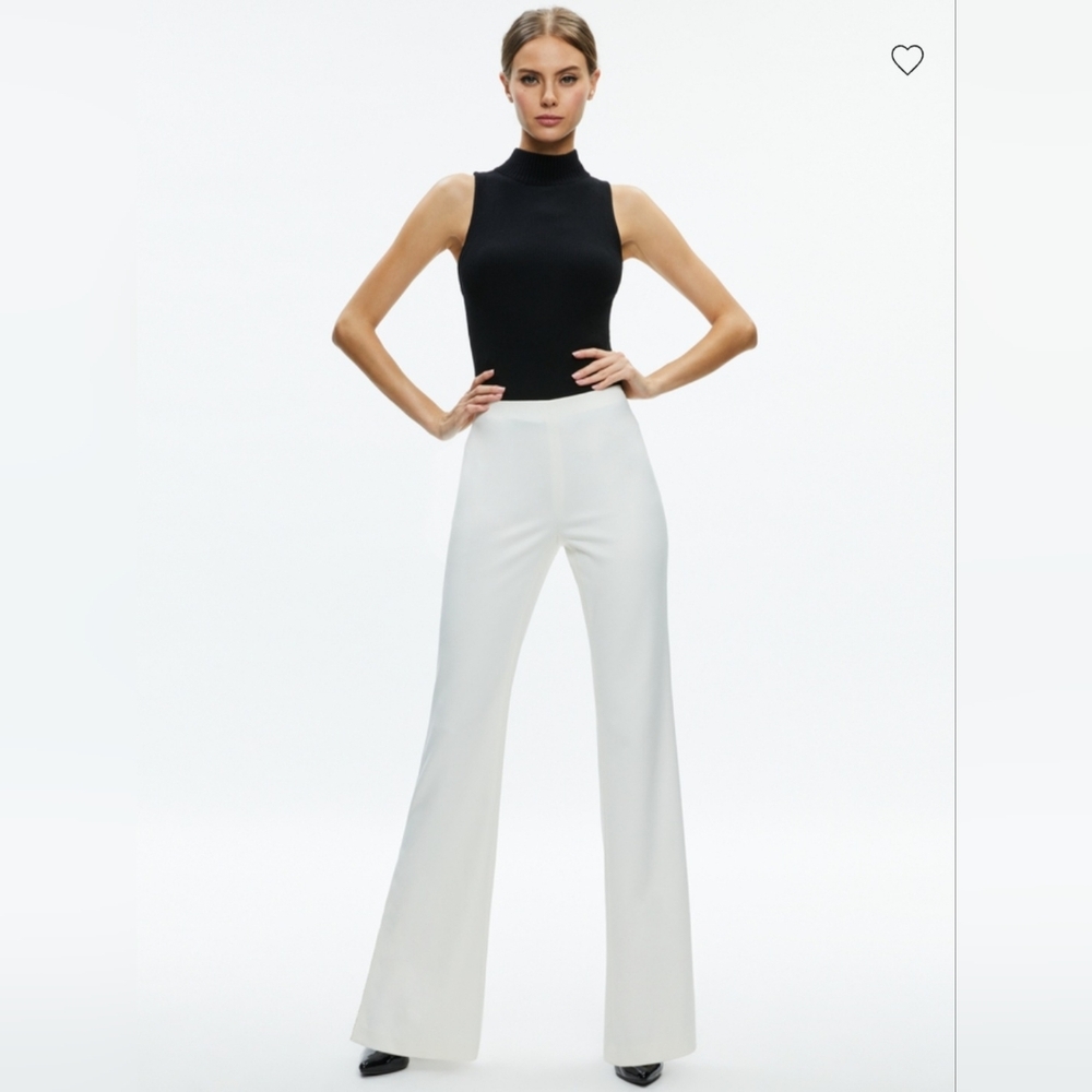 Alice + Olivia Lara Rhinestone Wide Leg Side Slits Pant SIZE 8 - Picture 4 of 13